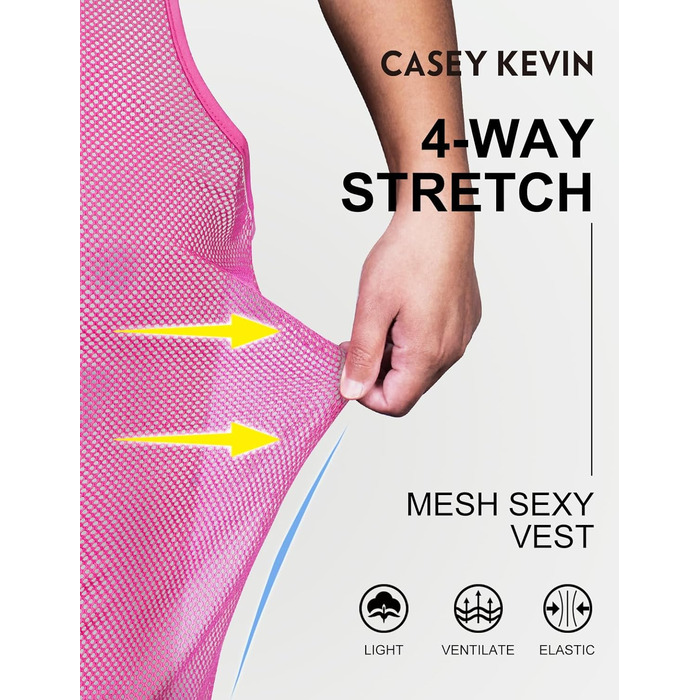 Чоловіча сітчаста майка Casey Herren Netz Tank Top з круглим коміром, Cubwear (L, рожевий A3)