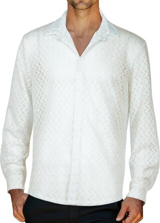 Футболка AIEOE для чоловіків, прозора, мереживна, довгарукава, тонка та дихаюча (L, білий 04)