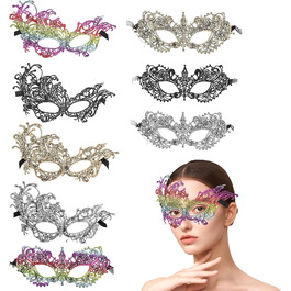 Маска для карнавалу та свят: 8 шт. мереживних масок для жінок (2 стилі: мереживо, фенікс)