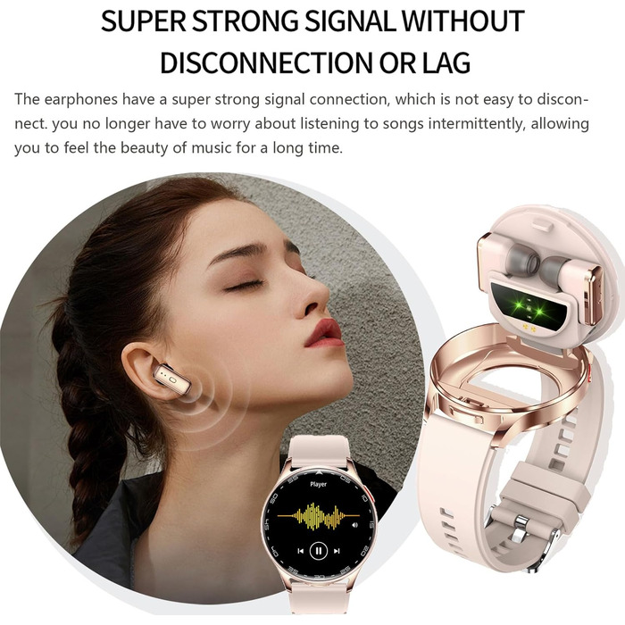 Смарт-годинник з Bluetooth-навушниками 2-в-1 GOLDSK: фітнес-трекер, сенсорний екран 1.39