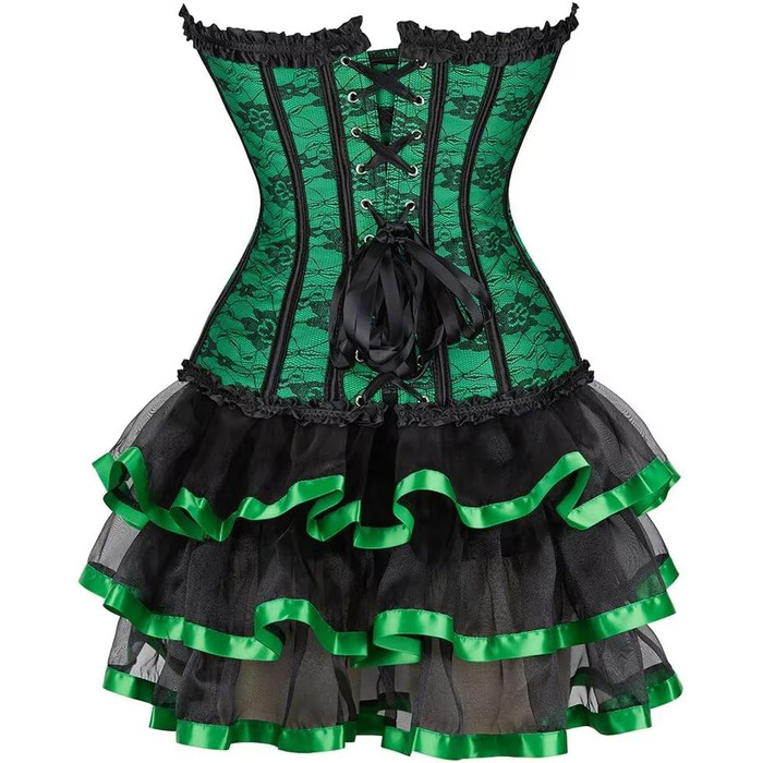 Сукня-корсет з мереживом, зелена, для свята та Хелловіну (XXS)