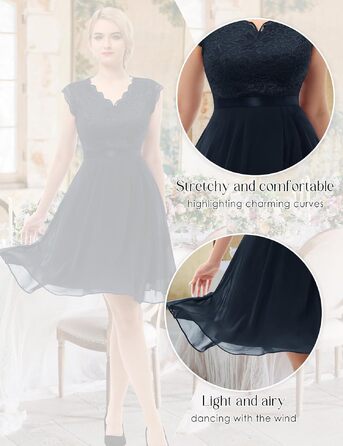 Сукня коктейльна Dressystar Daen для гостей на весілля, довжина міні, темно-синя (L)