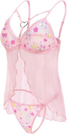 Нічна сорочка Babydoll з мереживом LittleForBig для жінок (3XL, рожева, з шлейкою)