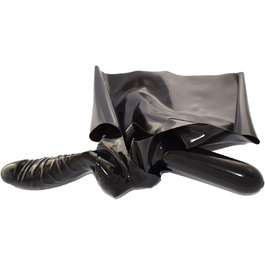 Латексний сліп з пеніс-карманом - сексуальні латексні шорти та анальний презерватив для чоловіків, чорний, 0.4 мм, XL