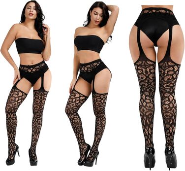 DRESHOW 6 пар мереживних панчіх з високою талією, мереживні панчохи до коліна для жінок