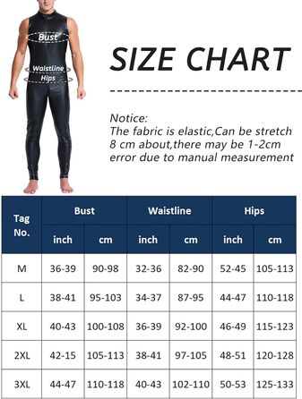 Комбінезон чоловічий лакований шкірозамінник PVC з довгим замком, сексуальний, облягаючий, чорний, розмір L