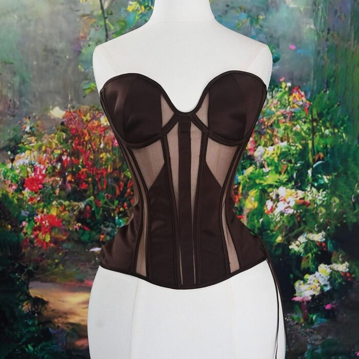 Жіночий корсет-топ готичний корсаж на Хелловін вінтажний корсет середньовічний корсаж корт без рукавів корсет-танк топ стеampunk під грудьми ренесансний корсет для корекції фігури бюстгальтер (кофе, XXL)