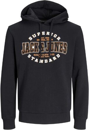 Чоловіча велика худі Jack & Jones Plus Size з логотипом, чорна
