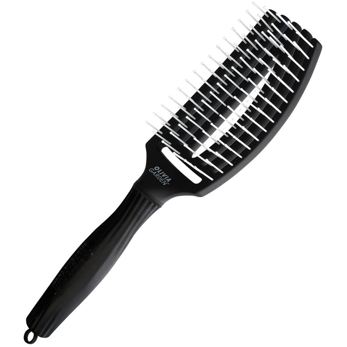 Щітка для волосся Olivia Garden Fingerbrush Care Iconic з нейлоновими щетинками для легкого розплутування та стайлінгу, Black Medium