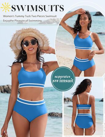 Бікіні Tuopuda з високою талією, спортивний двочастинний купальник з пуш-ап, блакитний, XL