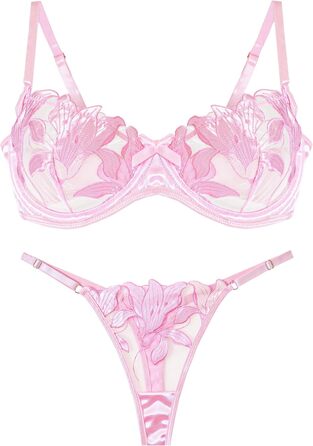 Panegy: Комплект бюстгальтера та трусиків, мереживний, push-up, білий (рожевий, S)