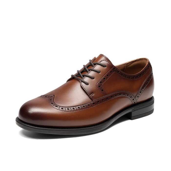 Чоловічі шкіряні туфлі Bruno Marc Brogue Wingtip світло-коричневого кольору, розмір 44 EU
