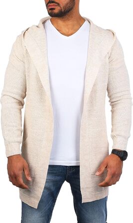 Чоловічий трикотажний кардиган Carisma з капюшоном, подовжений oversize, бежевий, розмір L