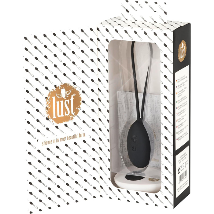 Vibro-яйце LUST Love Ball: 10 режимів вібрації, стимуляція, м'яка поверхня, з петлею, чорний