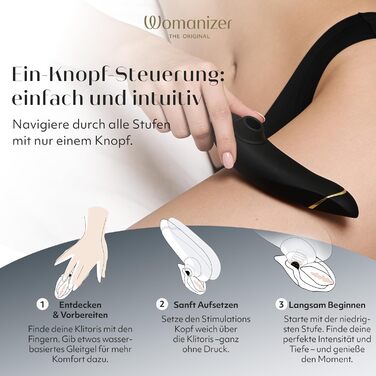 Womanizer Premium - вібратор для клітора з ефектом тиску, чорний та золотий | Інтимна іграшка для жінок | Секс-іграшки для дорослих, для пар | Подарунок для жінок