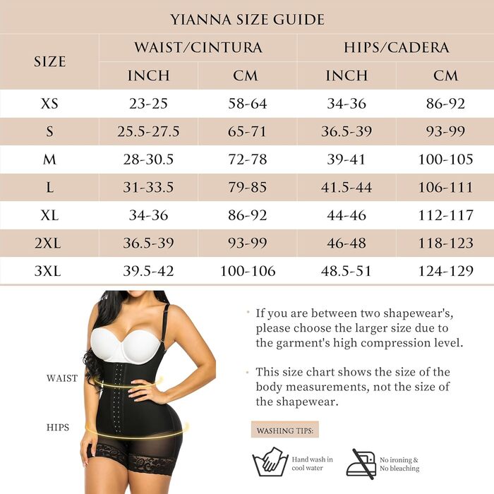 Корсет-боді YIANNA для формування фігури, висока компресія, чорний (M)