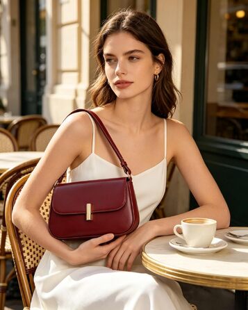 Жіноча маленька сумка через плече Travistar — Елегантна сумка-хобо з екошкіри (PU), стильна Y2K сумка з блискавкою для дівчат та підлітків, винний колір