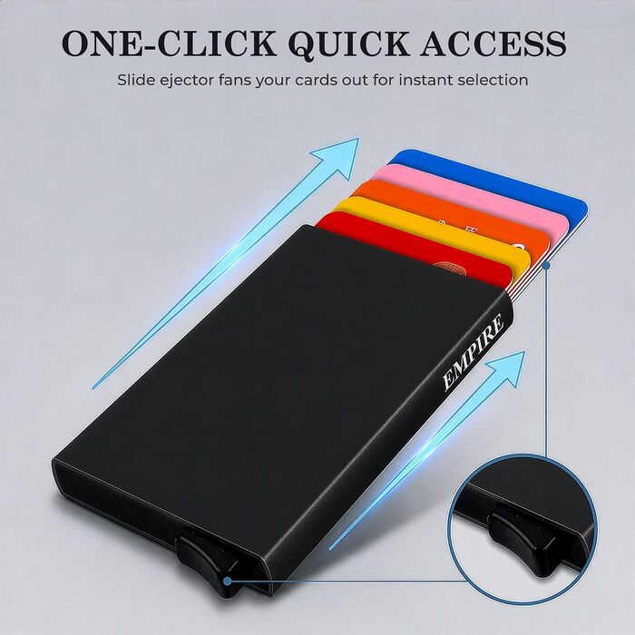 Чоловічий картхолдер Empire Jet Black — тонкий мінімалістичний гаманець з RFID/NFC захистом для кредитних карток