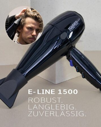 Професійний фен для волосся TONDEO E-LINE 1500, 3 температурні режими, кнопка холодного обдуву, поворотний шнур 3м
