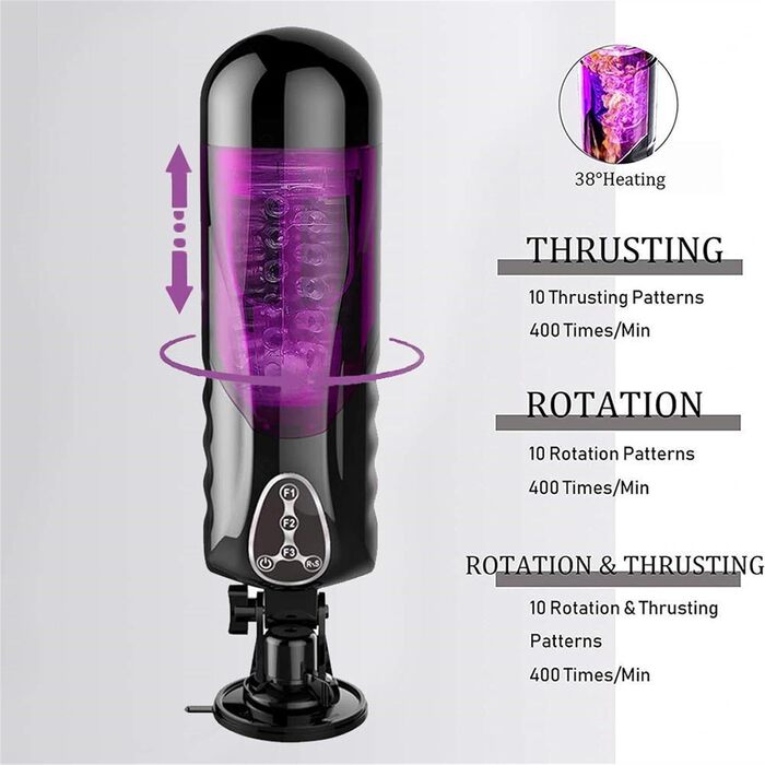 Електричний мастурбатор-чаша з 10 режимами обертання та телескопічною функцією, нагрівання, автоматичний мастурбатор для чоловіків. Іграшка для дорослих для чоловіків