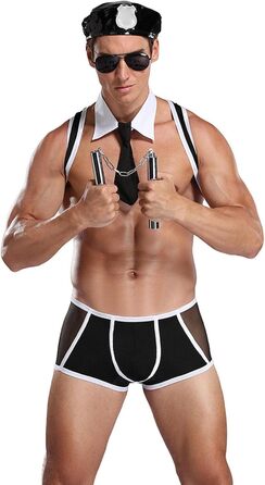 Манкіні Borat для чоловіків: сексуальна танга, V-подібний виріз, пляжний кінь, подарунок, спідня білизна, костюм Санти для Хелловіну та Різдва, універсальний розмір (чорний)