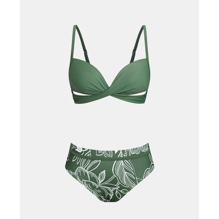 CUPSHE Бкіні Сет Пуш Ап Кросовер, Двочастинний Купальник (XL, Темно-зелений)