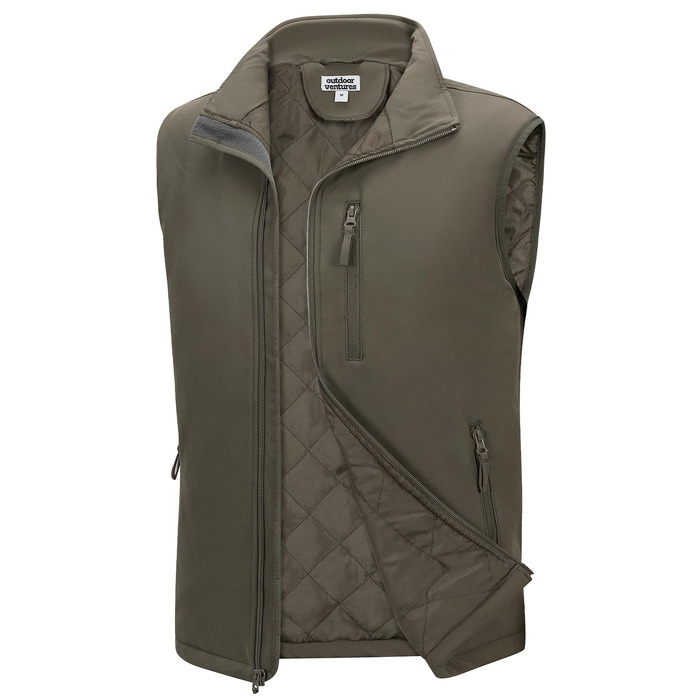 Чоловічий жилет Outdoor Ventures Softshell з утеплювачем: водовідштовхуючий, вітрозахисний та дихаючий жилет для їзди на велосипеді, бігу та походів (Зелений, 3XL)