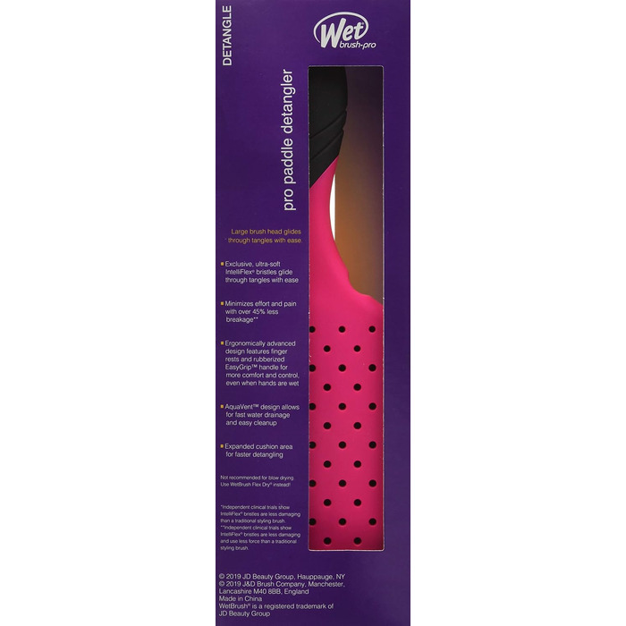 Щітка для волосся Wet Brush Pro Paddle Detangler Purple — розплутуюча гребінець з ергономічною ручкою EasyGrip та гнучкими щетинками Intelliflex, лімітована серія