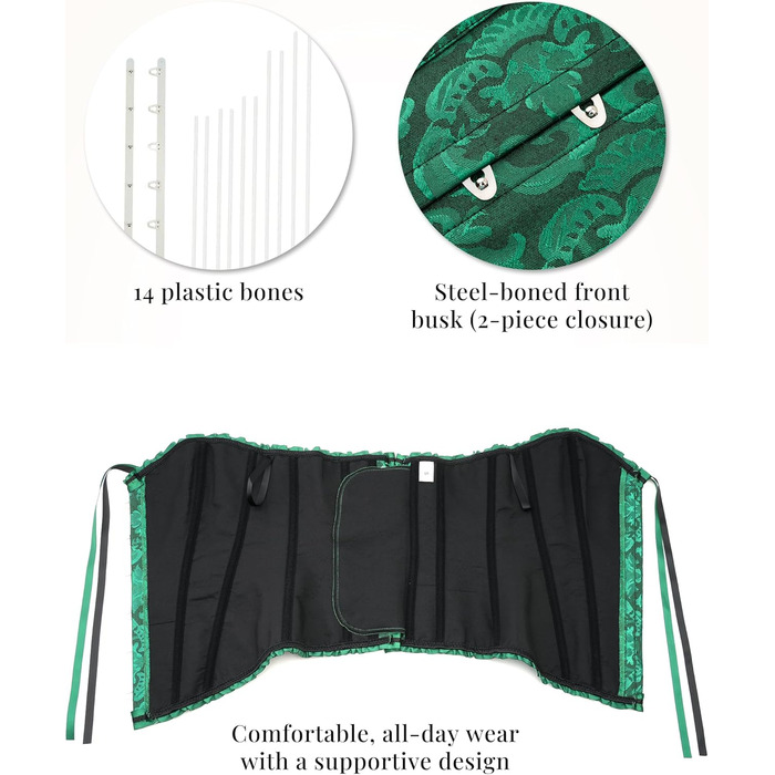 Корсет топ SZIVYSHI для жінок: повний бюст, готичний стиль, вінтажний корсет, бюстгальтер-корсет, чорний та зелений кольори