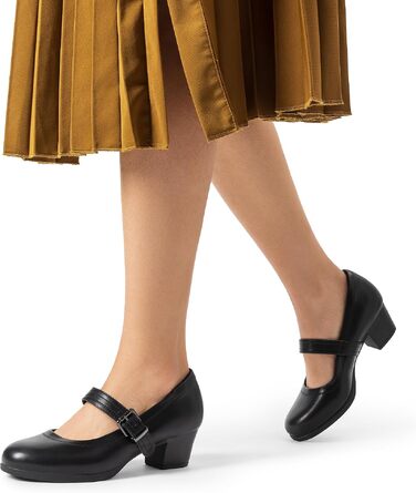 Жіночі туфлі Mary Jane DREAM PAIRS на масивному високому каблуку, класичні чорні pumps для вечірніх суконь (розмір 41 EU, чорний)