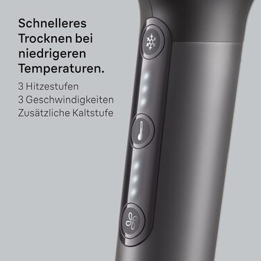 Фен для волосся Braun Haartrockner HD4.2 з дифузором та насадкою для стайлінгу, технологія Super IONTEC, 2100 Вт, 3 температури та 3 швидкості, чорно-сірий, BRHD425E
