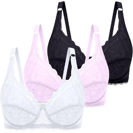 3 шт. комплект жіночої бюстгальтера без кісточок CXCX Push Up мереживний, чорний, рожевий, білий, регульовані бретелі, комфортний, для щодня, 95C