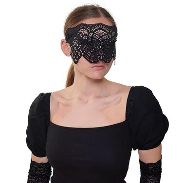 Чорна мереживна маска для жінок з чорними стразами, елегантна маска на половину обличчя, маска для маскарату та карнавалу, мереживна вечірня маска з гумкою, чорна (чорні стрази)
