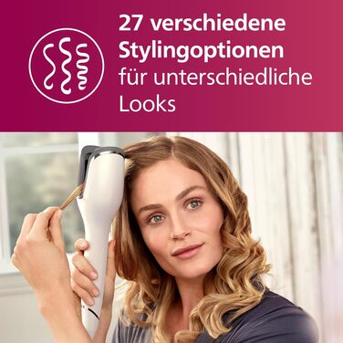 Автоматичний стайлер для завивки волосся Philips 8000 Series з технологією MoistureProtect, 27 варіантів укладання, білий, BHB878/00