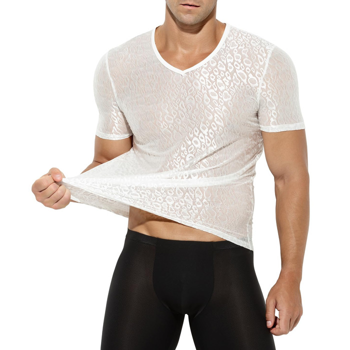 Костюм для рейву Casey Kevin для чоловіків, мереживний комплект (M, білий)