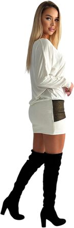Сукня святкова Daen з блискітками, туніка-светр, розміри S-XXL (кремовий)