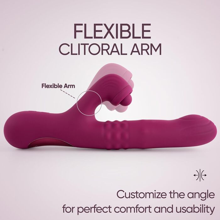 Вібратор для інтимної стимуляції SEKOVE Rabbit, Duale Стимуляція, перламутрові кульки, торкання клітора (Deep Purple)