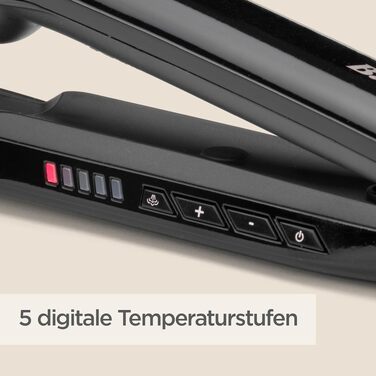 Парова праска для волосся BaByliss Steam Shine ST496E з XL турмалін-керамічними пластинами та іонною функцією проти особливого пухнастість