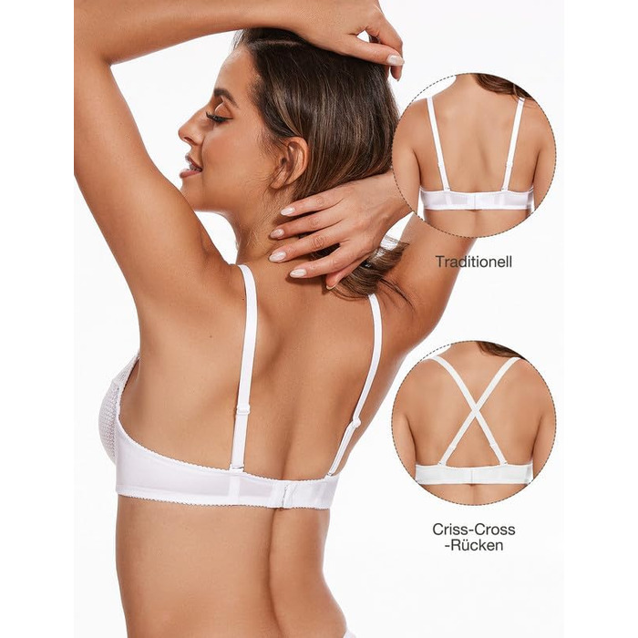 Бюстгальтер Wingslove з кісточками, мереживом, balconette, прозорий, білий, 80E