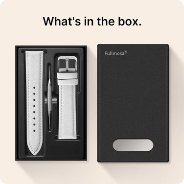 Шкіряний ремінець Fullmosa 18мм для Garmin Vivoactive 6/5/4, Venu SQ та Samsung Galaxy Watch 7/6/5/4 FE, Classic, Pro (Білий, срібляна застібка)