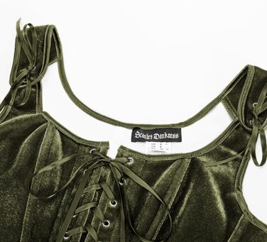 Корсет жіночий Ренесанс SCARLET DARKNESS, оливковий, з мереживом та шнурівкою