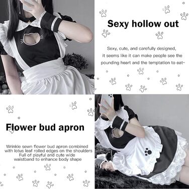 Костюм служниці YushengTai чорно-білий з котячим мотивом, для косплею, Хелловіну, Нового року, карнавалу. Розмір XXL