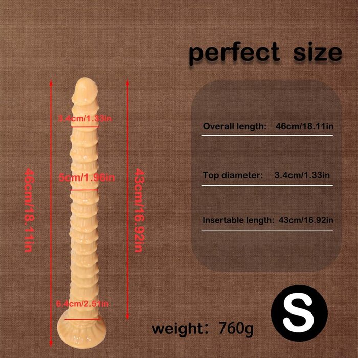 Гігантський Дилда Yasexx: Супердовгий Дилда з Чашкою для Вакууму, Простата, Стимуляція G-точки, для Чоловіків та Жінок (46 см)