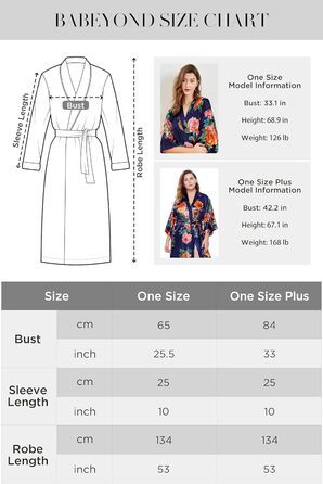 Кимоно-халат BABEYOND великого розміру з квітковим принтом, сатин, блакитний