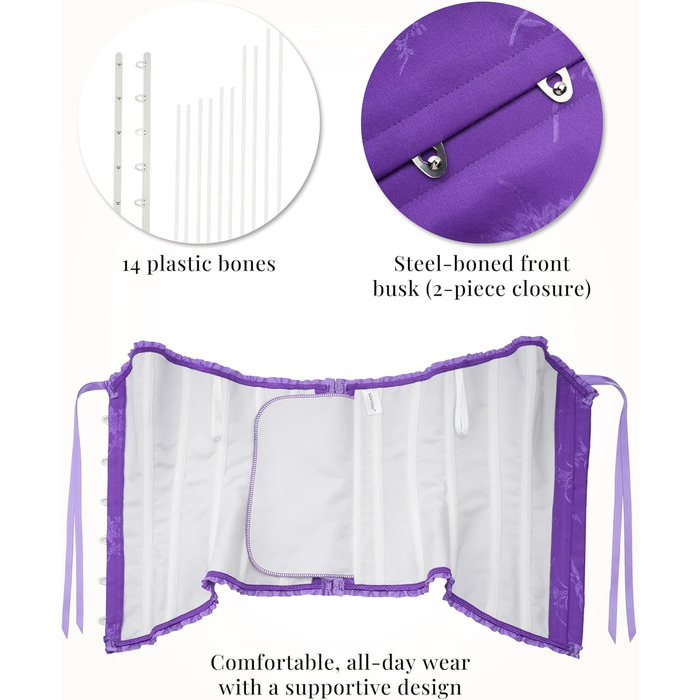 Корсет-топ SZIVYSHI Daen Vollbrust: готичний корсет, бюстгальтер-корсе, вінтажний корсаж (L, Ultra Violet)