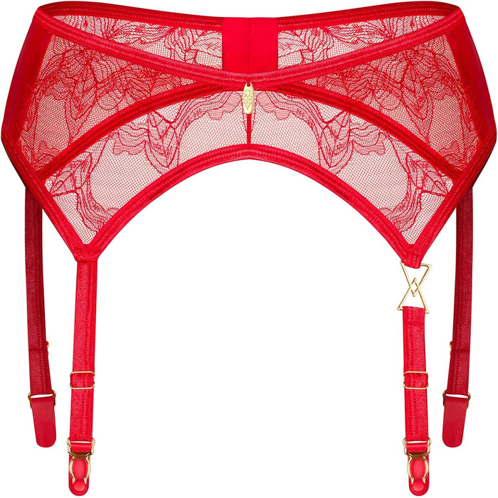 Сексуальний жіночий комплект нижньої білизни Selente Love & Fun з корсетним поясом, танга/шкарпеток (XXL-3XL, червона сітка)