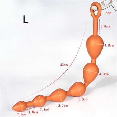 Анальні кульки з силікону Axcroo Extra Langer: набір з 6 кульок, стимулятор простати, анатомічний дилататор для жінок та чоловіків (42 см)