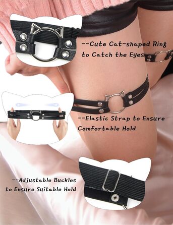 Чорні набедрені стрічки для панчіх Ohyeah (2 шт.), універсальний розмір, готичний стиль