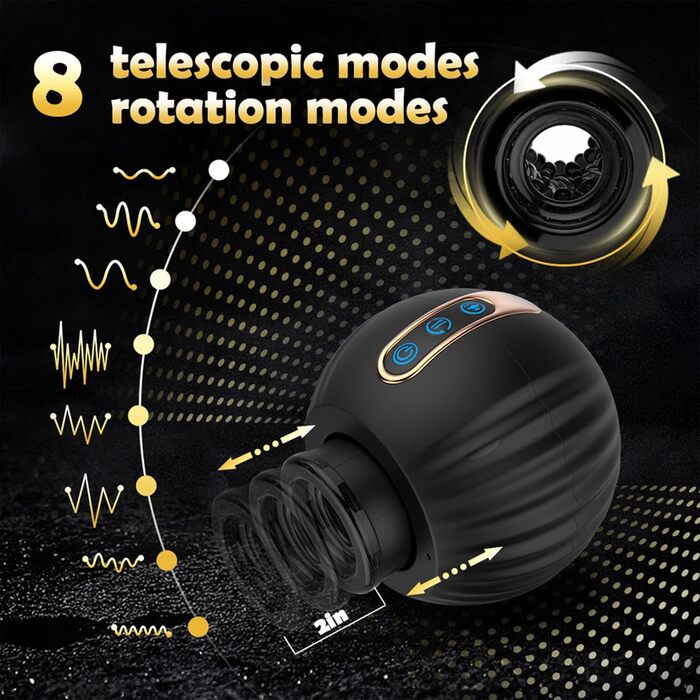 Електричний мастурбатор PQKuss з 8 вібраціями для чоловіків – автоматичний пеніс-вібратор, компактний, водонепроникний