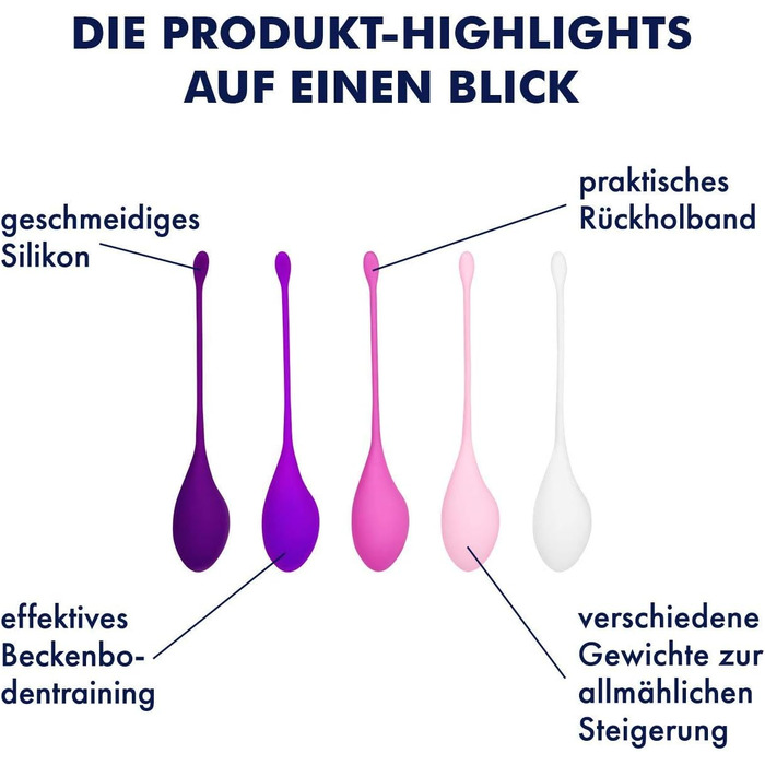 Набір для тренування м'язів тазового дна EIS Liebeskugeln | 5 шт. | Силікон | З гумкою | 30-114г